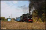 HR 280 fährt mit einem Sonderzug am 11.10.2016 aus dem Haltepunkt Dokhno in Richtung Hajvoron ab.