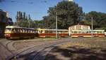Straßenbahn Kiew/Ukraine: Ein Tatra T3SU-Dreiwagenzug (5485/5440/6587) am 05.08.1994 am Hauptbahnhof