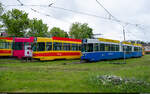 Lvivelectrotrans Schindler-Trams / Tramdepot 1, 24. Mai 2025<br>Die ex-BLT-Trams warten auf den Umbau an die Ukrainischen Normen.