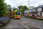 Lvivelectrotrans Schindler-Tram / Tramdepot 1, 24. Mai 2025<br>Die ex-BLT-Trams warten auf den Umbau an die Ukrainischen Normen.