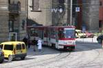 Tram 1152 ist am 31.08.2009 auf der Linie 1 in Lviv (Lemberg) auf der Fahrt  zum Hauptbahnhof.