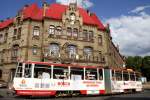 Weitwinkelaufnahme der TATRA T4 mit der Nummer 1168 am 20.08.2015 in Lviv. Fotografiert vor der Hauptfeuerwache.