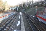 Bf. Szechenyihegy, der bergseitige Endbahnhof der budapester Zahnradbahn (BKV-Linie 60) am 27.Februar 2010.