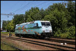 Die moderne MAV Werbelok 480009 hatte am 13.7.2022 einen IC nach Nagykanizsa gebracht und fährt hier um 13.52 Uhr in die Abstellung am alten Bahnbetriebswerk.