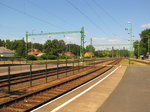 Das östliche Gleisvorfeld in Siófok, vom Bahnsteig 1 aus fotografiert, am 06.06.2016.