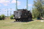 Die Denkmallok M�V 411.358 am 28.07.2026 im Bahnhof Hegyeshalom.