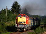 Die  Bucklige  bei der Arbeit. Die M40 201 mit dem Turnuszug Győr-Siófok kurz vor dem Bahnhof Bakonysárkány.
05.07.2008.