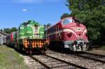 Am 5.6.2022 stehen die M40.114 und die M61.001 (beide von MÁV Nosztalgia) nebeneinander im Bahnhistorische Park Budapest und warten auf ihre nächsten Sonderzugeinsätze.