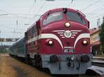 M61 010 mit einem Sonderzug aus Budapest-Keleti am Bahnhof Rkospalota-jpest, am 04.