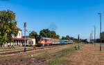 628 310 mit dem S 19606  Lesence  (Keszthely - Szombathely) im Bahnhof Sümeg 24.8.25
