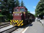 Ankunft des Zuges in der Endstation Miskolc, Dorottya Straße, 10.7.16    Musste ganz schön spurten, um die Lok noch zu erwischen, bevor sie vom Zug abgekuppelt ist...