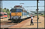 Abfahrt des Eurocity nach Slowenien am 17.07.2022 um 12.11 Uhr im ungarischen Bahnhof Zalaszentivan.