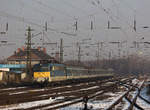 Am 21.01.17 durchfuhr die 431 123 mit ihrem IC, gebildet aus Halberstädtern, den Bahnhof Köbanya Felsö mit Ziel Budapest.