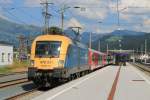 470 001 (MAV) mit REX 1508 Salzburg Hauptbahnhof-Wrgl Hauptbahnhof auf Bahnhof Kirchberg im Tirol am 25-7-2013.