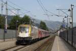 470 010 (MAV) mit REX 1508 Salzburg Hauptbahnhof-Wrgl Hauptbahnhof auf Bahnhof Brixen im Thale am 28-7-2013.