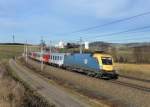 470 003 mit einem REX nach Linz am 08.02.2014 bei Haiding.