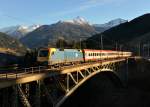 470 008 mit IC 691 am 29.11.2014 auf der Angerschlucht-Brücke bei Angertal.