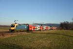 Am 30.12.2016 sind die beiden MAV Lokomotiven 470 007 und 470 001 mit einem REX nach Ceske Velenice bei Muckendorf-Wipfing unterwegs.