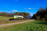 471 502 Gysev mit einem LKW-Walter KLV-Zug bei Mimberg Richtung N�rnberg, 06.04.2022