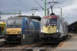 MAV 480 012 und Gysev 470 501 stehen am 18.11.2014 nebeneinander im Bahnhof Sopron.