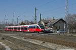 425 007 verlässt am 8.03.2017 den Bahnhof Hegyeshalom Richtung Györ.