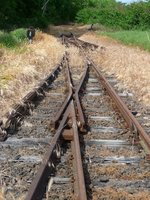 Nordeinfahrt in den Bahnhof Buj der 2009 stillgelegten Schmalspurstrecke von Nyiregyhaza nach Dombrad und Balsa, 29.