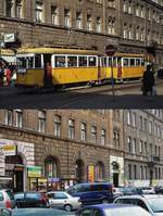 Einst & Jetzt bei der Budapester Straßenbahn: Die aus Ujpest kommenden Linien endeten unweit des Moskva ter (heute Nyugati ter) in einer über mehrere Häuserblocks reichenden