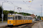 Die Endstelle Becsi ut / Vörösvari ut der Linien 1, 17, 19 und 41 zählt zum nördlichsten Punkt des Straßenbahnnetzes auf der Budaer Stadtseite. Am 15.07.2016 verläßt der schon etwas betagte Tw.1425 der Type CSM2 die Wendeanlage, um über die Becsi ut ins Zentrum zu fahren.