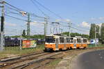 Hungary, Budapest,BKV  Trams 4163+4162 on line 28, at Elessarok  7/5/2015
