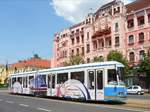 Alter Straßenbahn-Triebwagen Ganz KCSV6 505 in Debrecen, 26.6.2016