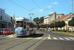 Der KCSV6 506 der Straßenbahn Debrecen ist am 13.06.2011 auf der Perterha utca unterwegs. Die Triebwagen sind die letzten in Ungarn hergestellten Straßenbahnfahrzeuge, Ganz lieferte zwischen 1993 und 1997 nur diese elf Fahrzeuge nach Debrecen.