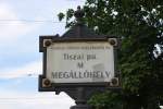 Haltestellenschild der Endstelle Tiszai pu.