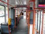 Die Innenansicht in einer Straenbahn der Marke Tatra in Szeged/Ungarn.