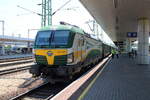 GYSEV 471 500 mit dem IC 985  Scarbantia  aus Sopron, am 01.08.2026 in Budapest-Kelenf�ld.