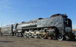 ALCO FEF-3 #844 Baujahr 1944 am 12.5.2019 in Evanston (Wyoming). Die 844 war die letzte für die UP gebaute Dampflokomotive. Sie wurde nie ausgemustert und wird von der UP bis heute betriebsfähig gehalten. Sie durfte zusammen mit BigBoy 4014 den Sonderzug zum Promontory Summit in Promontory, Utah, an dem vor 150 Jahren die transkontinentale Eisenbahnverbindung vollendet wurde, von Cheyenne WY nach Odgen UT und zurück fahren.