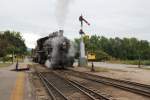 Canadian National 0-6-0 Dampflok 7470 abseits die Signalflügel, North Conway New Hampshire.