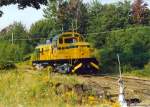 Lamoille Valley Railroad RS-3 #7405 macht fr eine Sonderfahrt fertig.  23/8/1992 Foto, Morrisville Vermont.