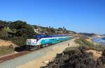 2102 passes Del Mar whilst working Coaster train 657, 1652 San Diego-Oceanside, 16 July 2014