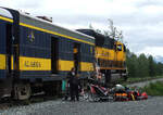 Halt des 'Glacier Discovery' beim 'Spencer Whistle Stop' in 'Chugach National Forest': Hier wird allerlei Material f�r die Abenteuer der Touristen ausgeladen. Portage - Seward, 28.7.2012