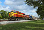 804 & 433 pass Miami Shores whilst working FEC 109 from Bowden to Hialeah, 24 Nov 2018