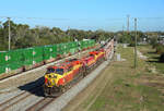 805 & 821 pass New Smyrna Beach whilst hauling train 103 to Miami, 2 March 2022