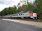 Roger Williams Budd Car 140 steht 19/9/2010 am Hobo Railroad, Lincoln New Hampshire.