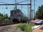 Southeastern Pennsylvania Transportation Authority (SEPTA) Silverliner IV #282 haltet 6/8/2002 in Croydon Pennsylvania.