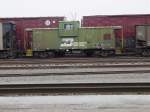 Burlington Northern caboose # 10781 in the yard at Burlington, Iowa.