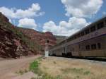 Colorado River Road at left, Amtrak at right.