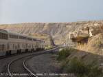 6.7.2012 Grand Junction, CO - Helper, UT. California Zephyr wirft lange Schatten in der wstenartigen  Landschaft Utahs - hier an einer Ausweichstelle (Siding).