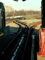 Symmetrische Auenbogenweiche in der Station Ronald Reagan National Airport der Metro Washington, D.C.