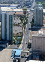 Streckenverlauf der Monorail vom nördlichen Endbahnhof Sahara Las Vegas Station südwärts.