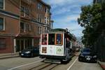 Cable Car #9 war am 22.5.2019 auf der Powell&Hyde Linie zur Endhaltestelle Hyde & Beach unterwegs.