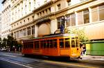 Wagen 1834 der Mailnder Straenbahn am 18. Juni 1987 zu Gast in San Francisco auf der Market Street.
